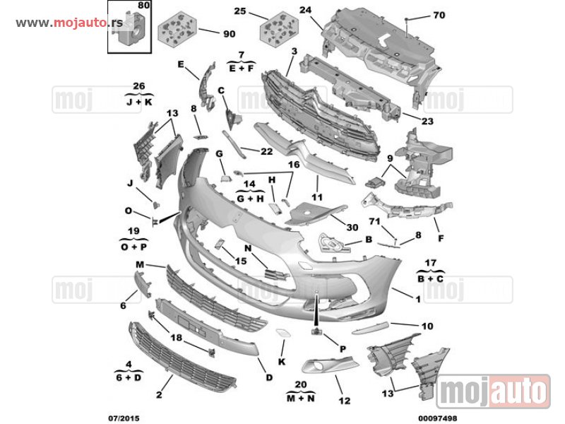 Glavna slika -  Citroen DS 5 Branik Prednji, Oplata, STARA GAMA, NOVO - MojAuto
