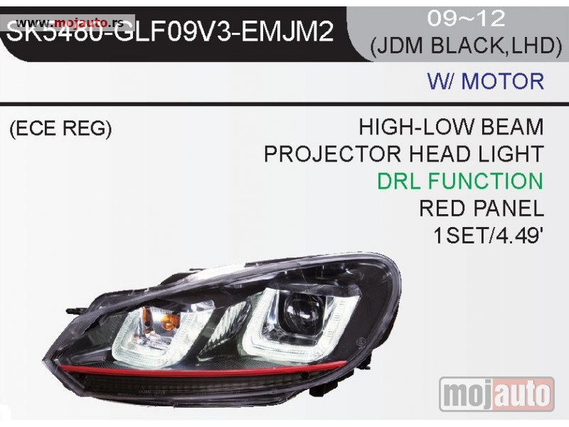 Glavna slika -  Devil Eye farovi GOLF 6 BLACK, RED LINE 09-UP DRL !!! - MojAuto