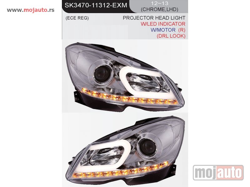 Glavna slika -  Devil Eye farovi MercedesC class W204 Hrom 12-13 + MOTOR - LED TUBE - MojAuto