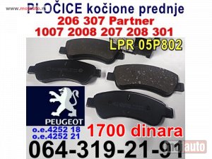 Glavna slika - PLOČICE Peugeot 1007 2008 206 207 208 301 307 Partner - MojAuto