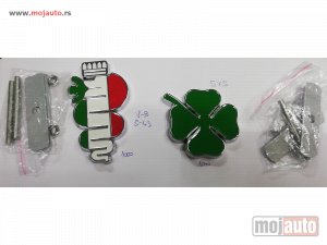 Glavna slika - alfa romeo prednja pločica sa znakom zmijice i quadrifoglio logo/deteline na šraf za masku. - MojAuto
