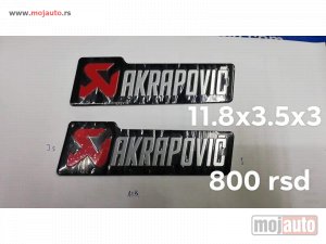 NOVI: delovi  akrapovič amblem samolepljivi. dimenzija:11,8x3,5x3cm. cena:800 rsd/komad.