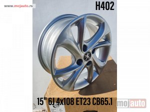 NOVI: delovi  15 ALUFELNE CITROEN,PEZO.  4X108/6JOTA/ET23/CB 65,1.  MODEL BROJ:H402.  CENA:36000 RSDSET.