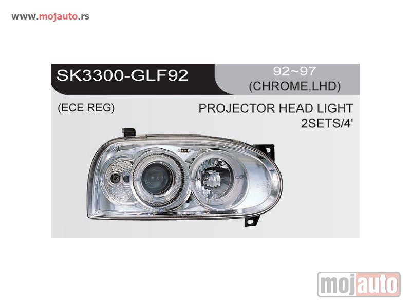 Glavna slika -  Angel Eye farovi VOLKSWAGEN GOLF 3 Hrom 92-97 - MojAuto
