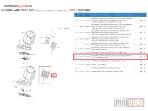 NOVI: delovi  Grejač sedišta za Opel Insignia A, OEM 22776693 1748021