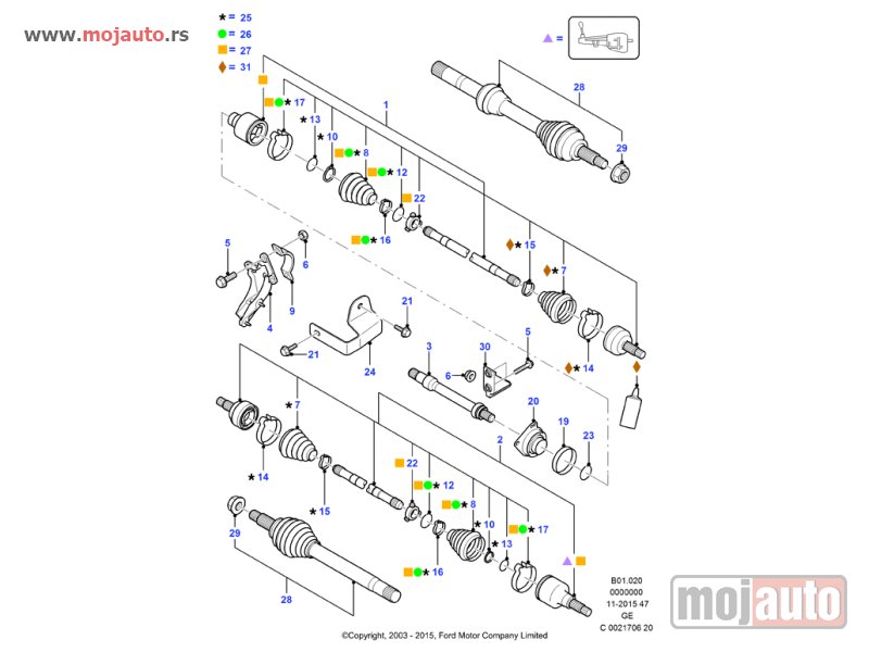 Glavna slika -  Ford Mondeo 2.0D Homokineticki Zglob Menjaca Levi 00-07, NOVO - MojAuto
