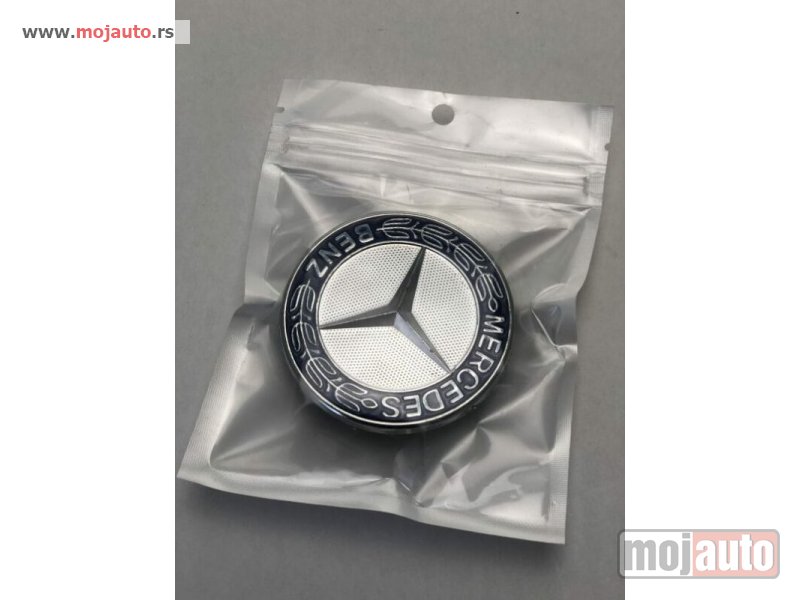 Glavna slika -  Mercedes znak za haubu na zabicu fi57mm plavi venac - MojAuto