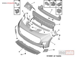 Glavna slika -  Pezo 107 Lajsna Resetke Prednjeg Branika Desno Hrom 09-12,NOVO - MojAuto