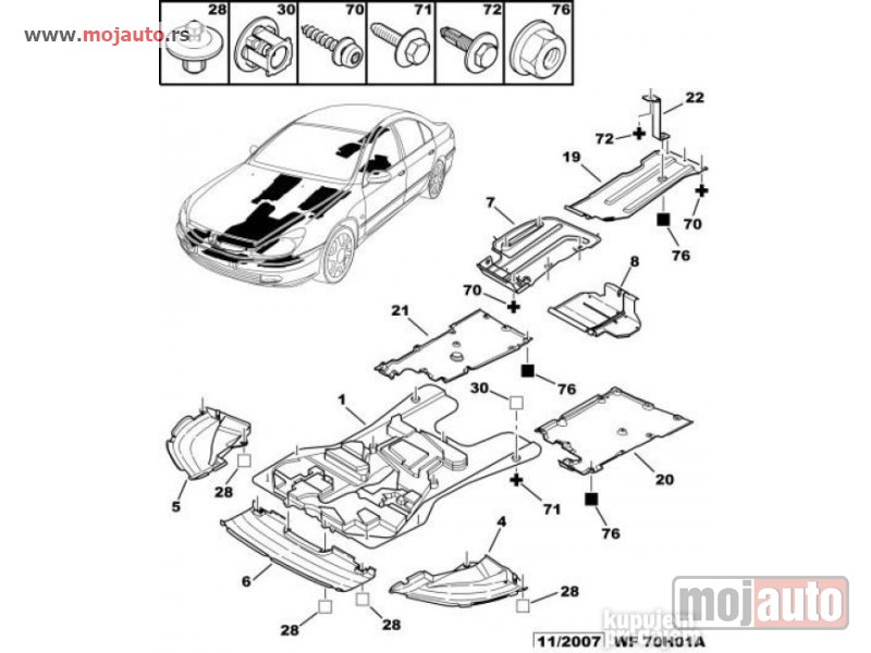 Glavna slika -  Pezo 607 Bocna Zastita Ispod Branika Desna 00-07, NOVO - MojAuto