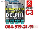 polovni delovi  KOMPJUTER CITROEN C3 1,4 HDI 66kw 2004 , DDS CMM F6B CEM 00 DELPHI 96 489 666 80 , 96 543 057 80