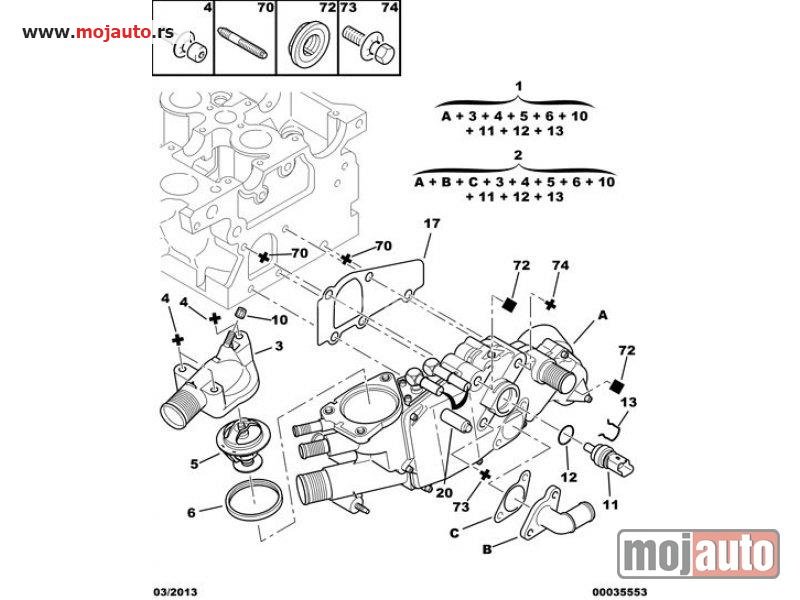 Glavna slika -  Pezo 607 2.2HDI Poklopac Kucista Termostata 00- NOVO - MojAuto