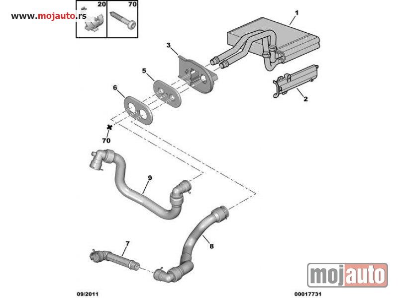 Glavna slika -  Pezo 407 2.0HDI Crevo Hladnjaka Kabine Desno 04-10,NOVO - MojAuto