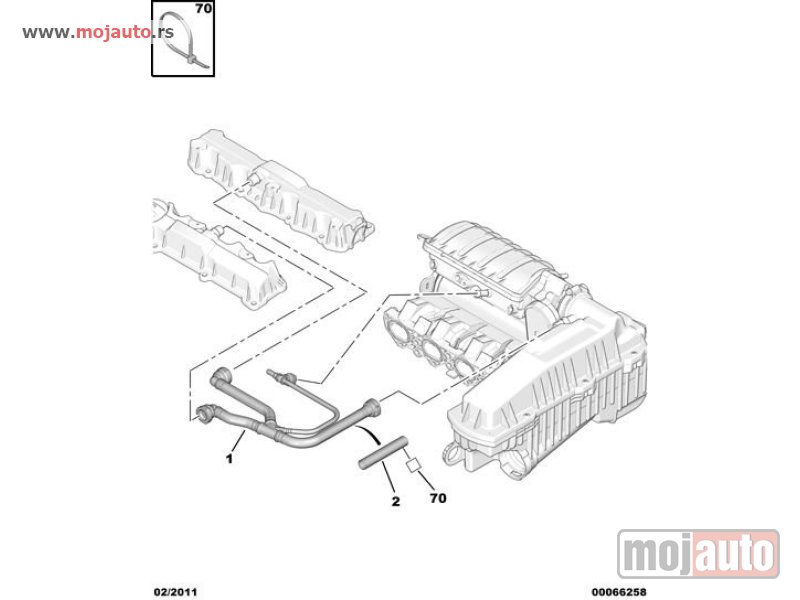 Glavna slika -  Pezo 307 1.6B 16V Crevo Uljnih Para Iberlauf 01-07,NOVO - MojAuto