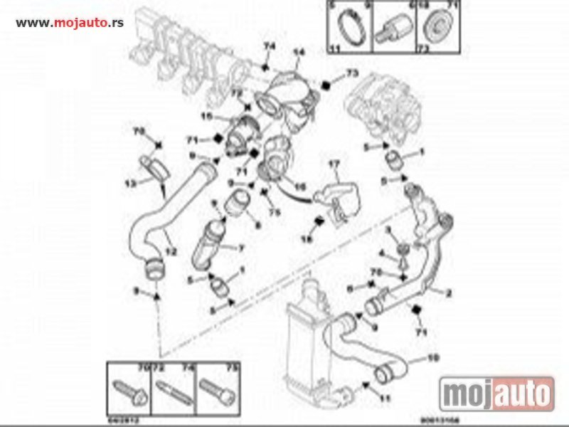 Glavna slika -  Pezo 406 2.0HDI 110 Crevo Interkulera Donje 98-04, NOVO - MojAuto