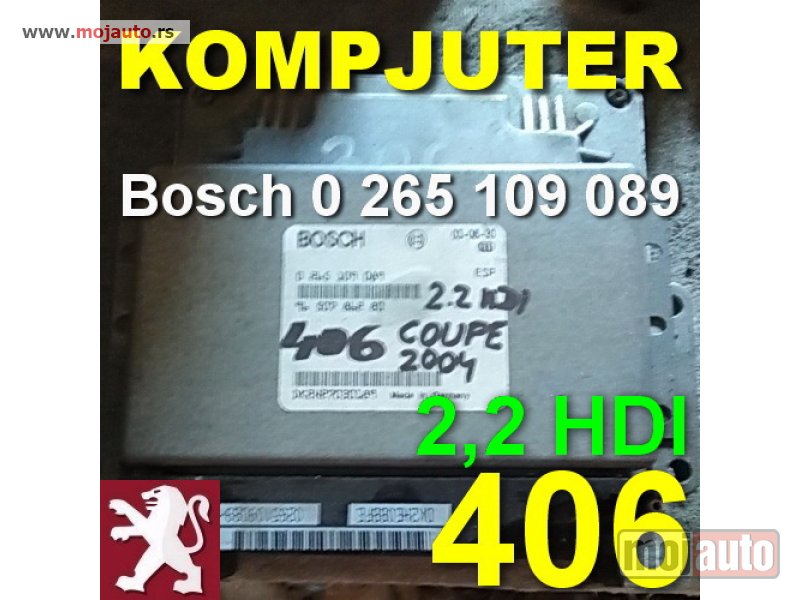 Glavna slika -  Kompjuter Pežo 406 Coupe 2,2 HDI Bosch 0 265 109 089 , Peugeot 96 507 862 80 - MojAuto