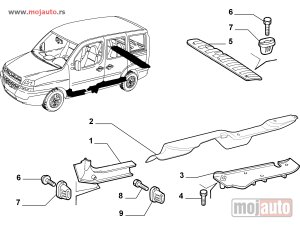Glavna slika -  Fiat Doblo Teretni Unutrasnja Lajsna Gepeka 01-10,NOVO - MojAuto