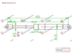Glavna slika -  AMORTIZER GEPEK VRATA 3/5 VRATA -02 (455L-680N) Ford focus 98-04 -dostupno - MojAuto