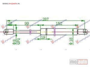 NOVI: delovi  AMORTIZER GEPEK VRATA (287L-365N) Seat cordoba 99-02 -dostupno