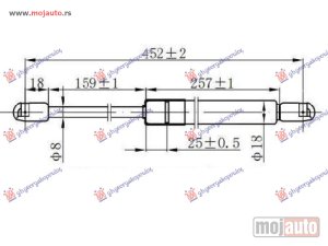 NOVI: delovi  AMORTIZER HAUBE (453L-290N) Hyundai coupe 99-01 -dostupno