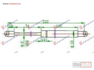 NOVI: delovi  AMORTIZER GEPEK VRATA (CABRIO) (223L-500N) Mercedes clk (w208) 97-02 -dostupno