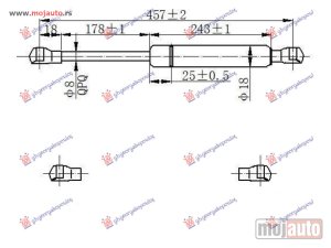 NOVI: delovi  AMORTIZER GEPEK VRATA (460L-350N) Fiat 500 07-15 -dostupno