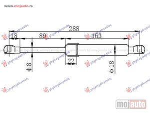 NOVI: delovi  AMORTIZER GEPEK VRATA (CABRIO) (288L-370N) Fiat 500 07-15 -dostupno