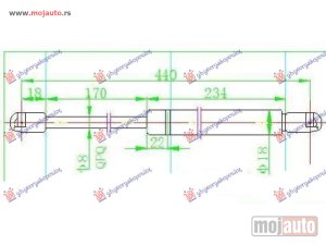 NOVI: delovi  AMORTIZER GEPEK VRATA 3 VRATA (440L-470N) Mitsubishi colt 05-08 -dostupno