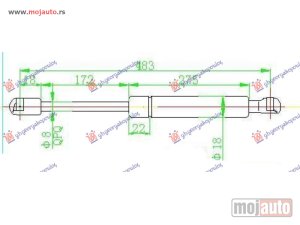 NOVI: delovi  AMORTIZER GEPEK VRATA (483L-370N) Hyundai getz 02-05 -dostupno