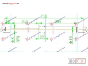 NOVI: delovi  AMORTIZER HAUBE (715L-330N) Audi a4 04-07 -dostupno