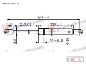 NOVI: delovi  AMORTIZER HAUBE (585L-290N) Desno Mercedes clk (w209) 02-09 -dostupno