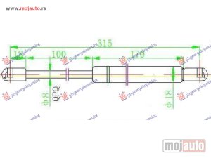 NOVI: delovi  AMORTIZER GEPEK VRATA (SEDAN) (315L-420N) Nissan primera (p11) 99-01 -dostupno