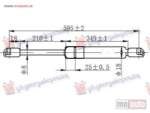 NOVI: delovi  AMORTIZER GEPEK VRATA (595L-500N) Renault laguna 98-00 -dostupno
