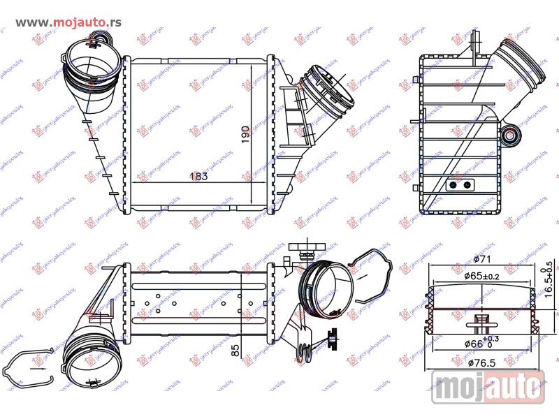 Glavna slika -  HLADNJAK INTERKULERA 1.9 TDI 02- (183x190x85) Vw new beetle 98-11 -dostupno - MojAuto