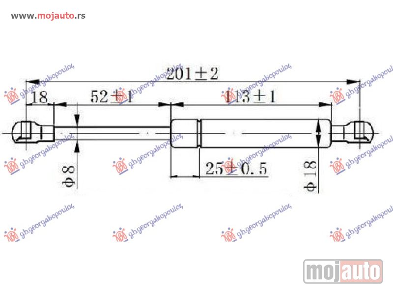 Glavna slika -  AMORTIZER GEPEK VRATA (CABRIO) (201L-250N) Vw new beetle 98-11 -dostupno - MojAuto