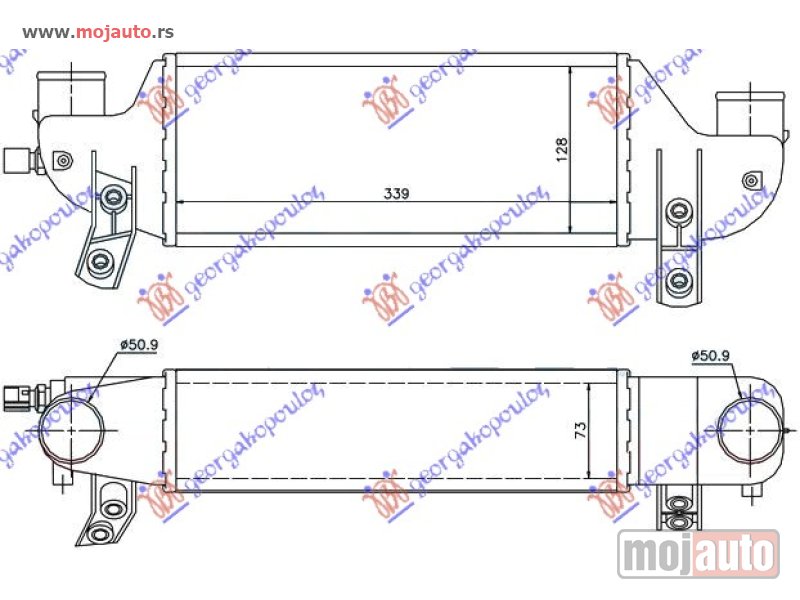 Glavna slika -  HLADNJAK INTERKULERA 1.8 TDCi (33x12x73) Ford focus 98-04 -dostupno - MojAuto