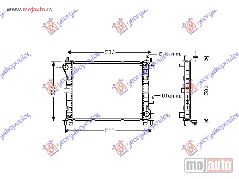 Glavna slika -  HLADNJAK MOTORA 1.4/1.6 (-AC) (45x35.8) Ford focus 98-04 -dostupno - MojAuto