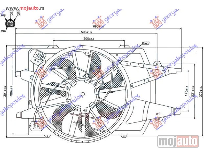 Glavna slika -  VENTILATOR KOMPLET (-AC) (4 KABLA) Ford focus 98-04 -dostupno - MojAuto