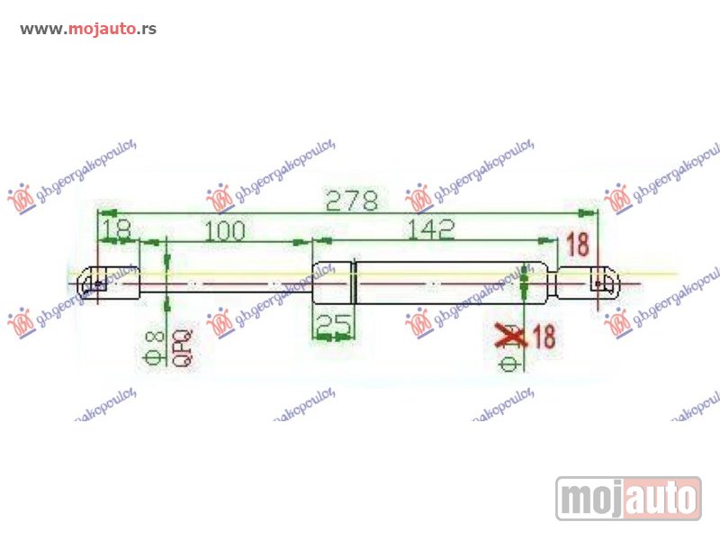Glavna slika -  AMORTIZER GEPEK VRATA (278L-530N) Seat toledo 99-04 -dostupno - MojAuto