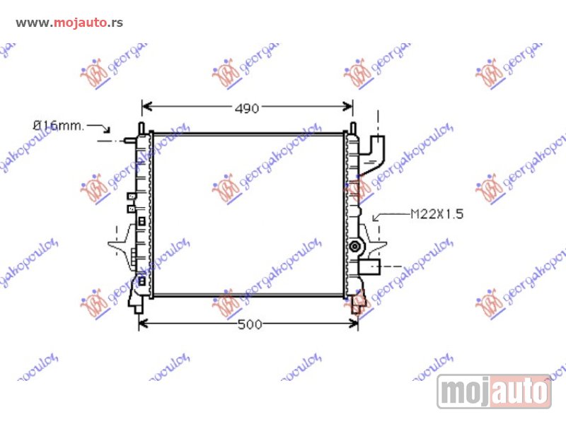 Glavna slika -  HLADNJAK MOTORA 1.1/1.2 (+AC) (43x39.5) Renault twingo 98-00 -dostupno - MojAuto