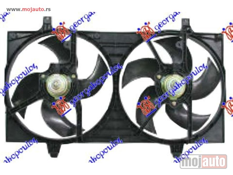 Glavna slika -  VENTILATOR (DUPLI) KOMPLET (BENZIN) (445mm) (OTVORI GORE) Nissan almera (n16) h/b 00-06 -dostupno - MojAuto