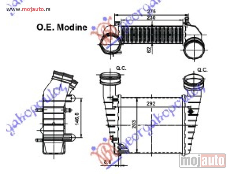 Glavna slika -  HLADNJAK INTERKULERA 1.9-2.0 TDi (23x207x62) Vw passat 00-05 -dostupno - MojAuto
