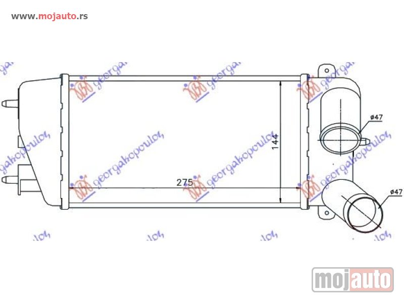 Glavna slika -  HLADNJAK INTERKULERA 1.4 HDi (275x147x64) Citroen c3 02-10 -dostupno - MojAuto
