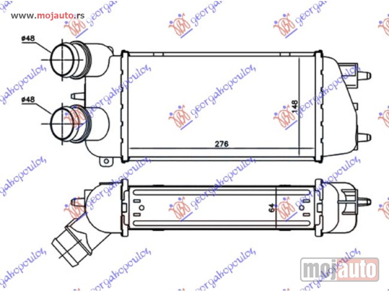 Glavna slika -  HLADNJAK INTERKULERA 1.6 HDi DIZEL (275x150x64) -06 Citroen c3 02-10 -dostupno - MojAuto