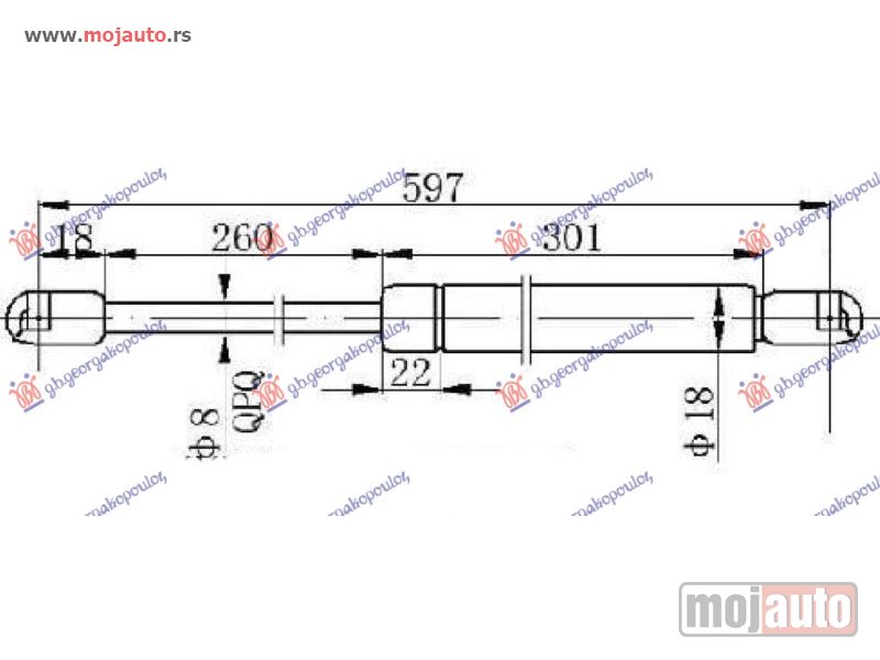 Glavna slika -  AMORTIZER HAUBE (595L-450N) Citroen xsara 00-04 -dostupno - MojAuto