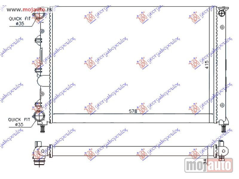 Glavna slika -  HLADNJAK MOTORA 1.6 16v TWIN SPARK (580x410x34) 05- Alfa romeo 147 00-10 -dostupno - MojAuto