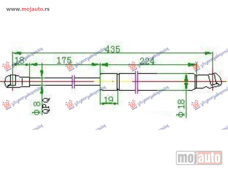 Glavna slika -  AMORTIZER GEPEK VRATA (436L-370N) Alfa romeo 147 00-10 -dostupno - MojAuto