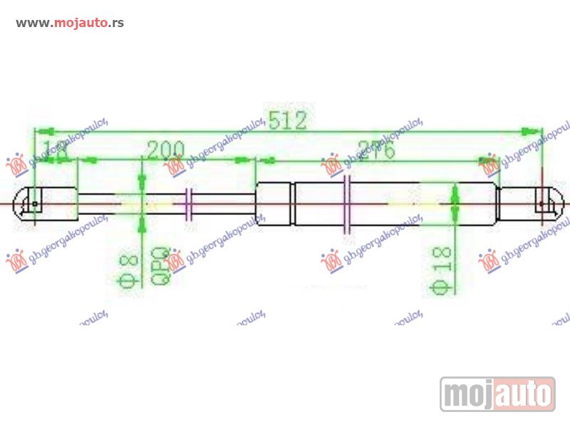 Glavna slika -  AMORTIZER GEPEK VRATA 5 VRATA (512L-450N) Citroen c5 01-04 -dostupno - MojAuto