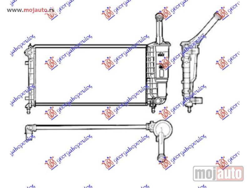 Glavna slika -  HLADNJAK MOTORA 1.2 8/16V (+/-AC) (58x31.5) (DENSO TIP) Lancia y 03-11 -dostupno - MojAuto