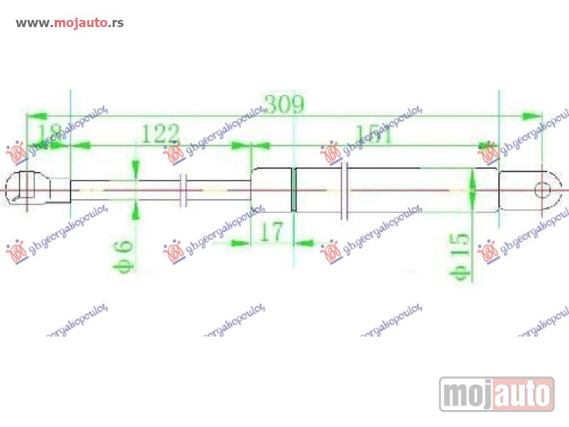 Glavna slika -  AMORTIZER GEPEK STAKLA (310L-255N) Citroen c3 pluriel 03-10 -dostupno - MojAuto