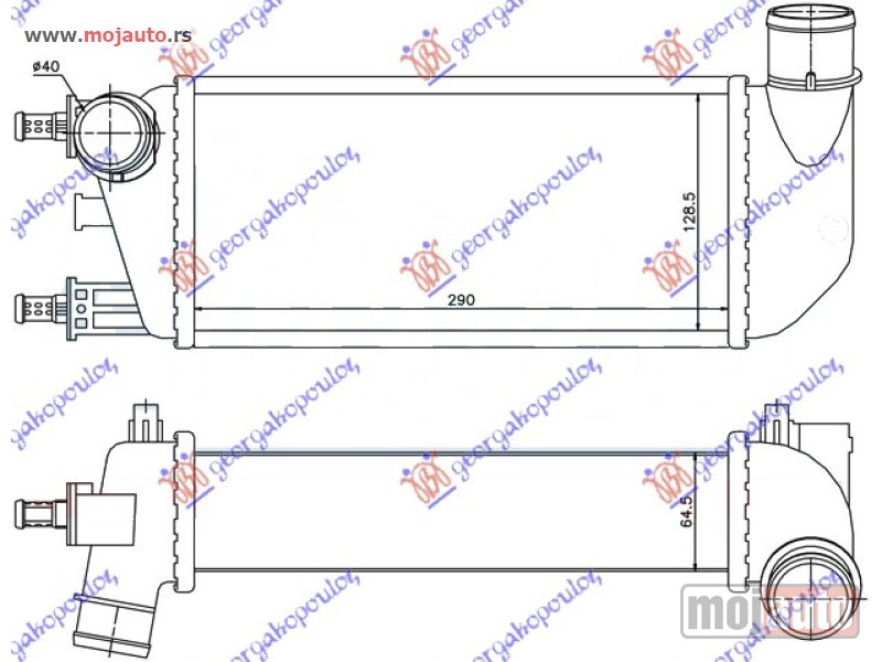 Glavna slika -  HLADNJAK INTERKULERA 1.3 JTDM-JTD (29x13x6.4) Fiat 500 07-15 -dostupno - MojAuto